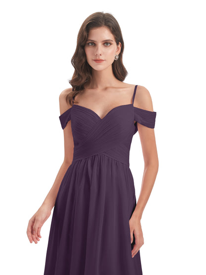 Mia A-line Off The Shoulder Long Bridesmaid Dresses