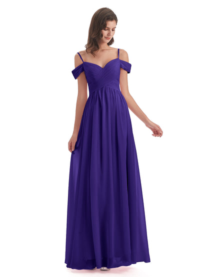 Mia A-line Off The Shoulder Long Bridesmaid Dresses