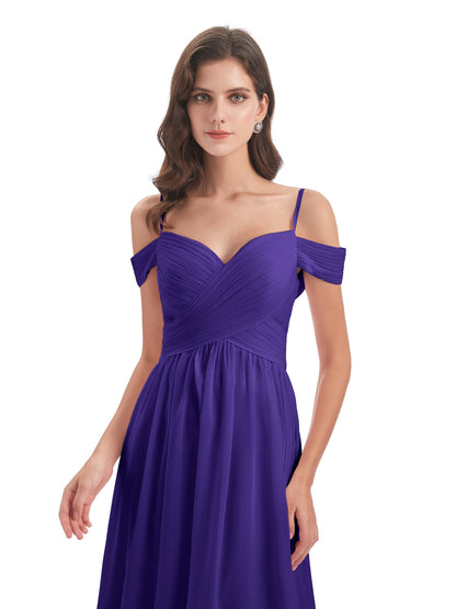 Mia A-line Off The Shoulder Long Bridesmaid Dresses