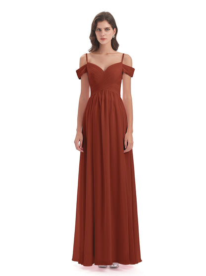 Mia A-line Off The Shoulder Long Bridesmaid Dresses