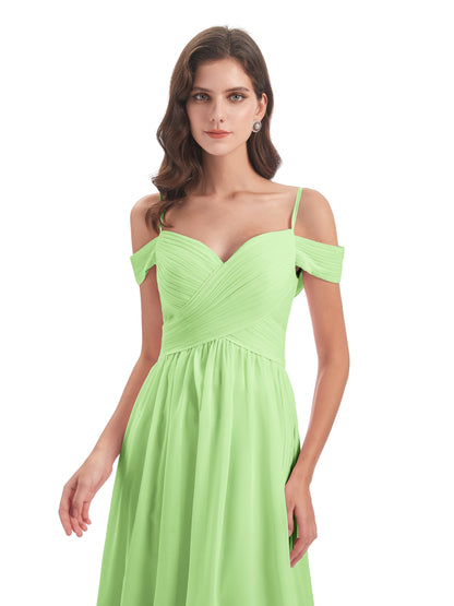 Mia A-line Off The Shoulder Long Bridesmaid Dresses