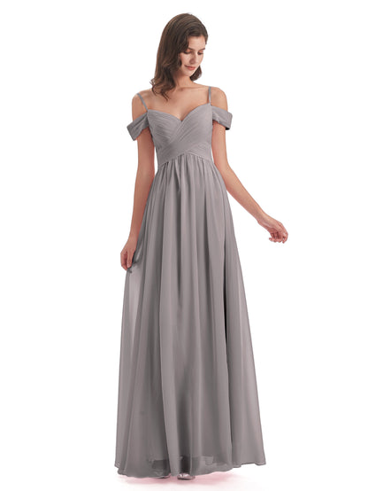 Mia A-line Off The Shoulder Long Bridesmaid Dresses
