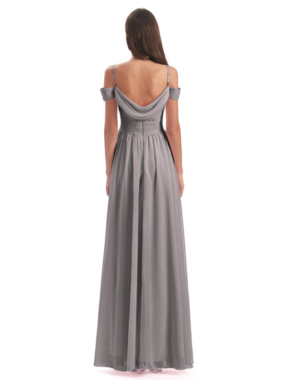 Mia A-line Off The Shoulder Long Bridesmaid Dresses