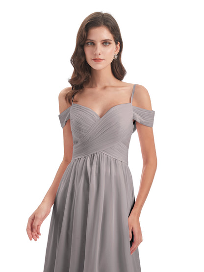 Mia A-line Off The Shoulder Long Bridesmaid Dresses