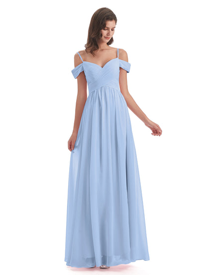 Mia A-line Off The Shoulder Long Bridesmaid Dresses