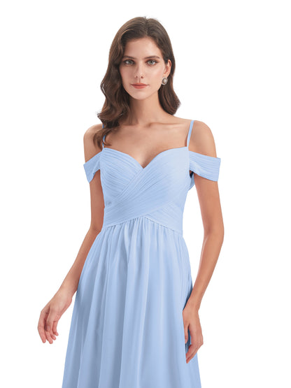Mia A-line Off The Shoulder Long Bridesmaid Dresses