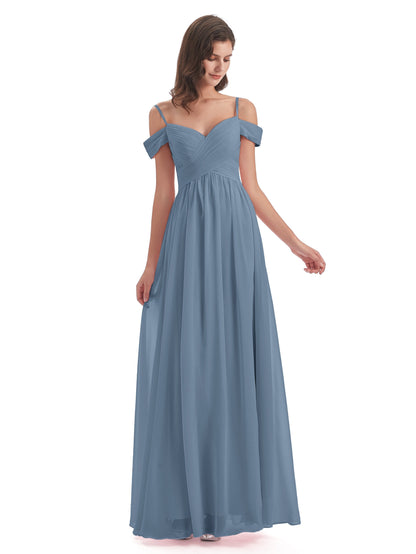 Mia A-line Off The Shoulder Long Bridesmaid Dresses