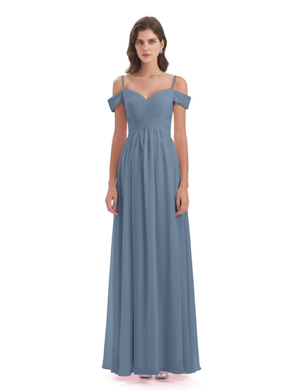 Mia A-line Off The Shoulder Long Bridesmaid Dresses