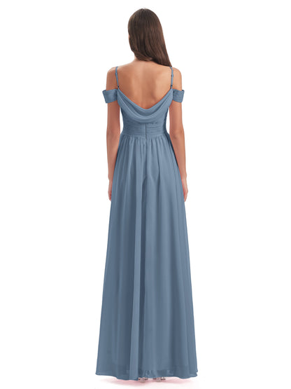 Mia A-line Off The Shoulder Long Bridesmaid Dresses