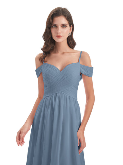 Mia A-line Off The Shoulder Long Bridesmaid Dresses