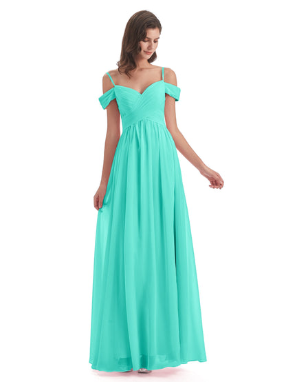 Mia A-line Off The Shoulder Long Bridesmaid Dresses