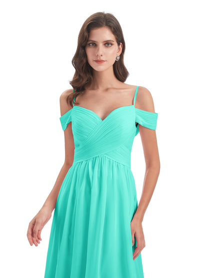 Mia A-line Off The Shoulder Long Bridesmaid Dresses