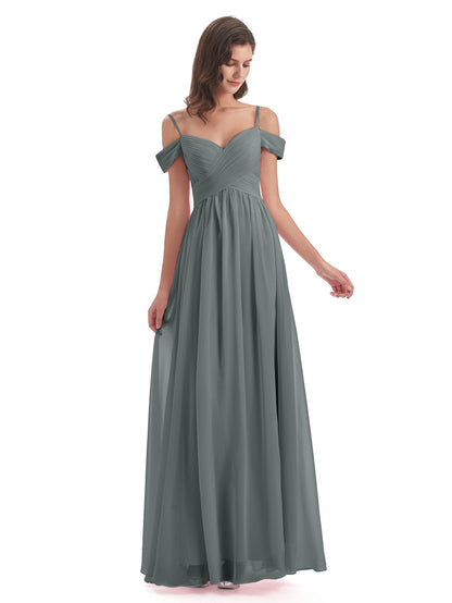 Mia A-line Off The Shoulder Long Bridesmaid Dresses