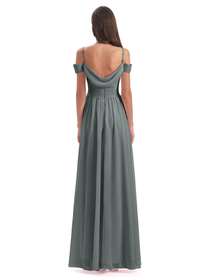 Mia A-line Off The Shoulder Long Bridesmaid Dresses