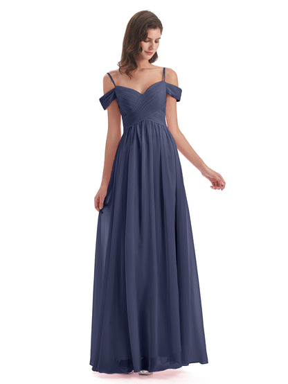 Mia A-line Off The Shoulder Long Bridesmaid Dresses