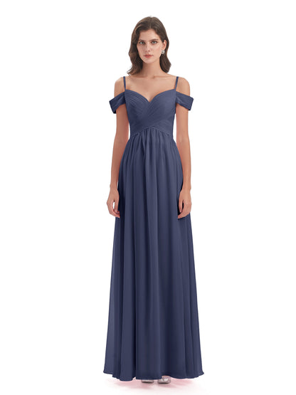 Mia A-line Off The Shoulder Long Bridesmaid Dresses