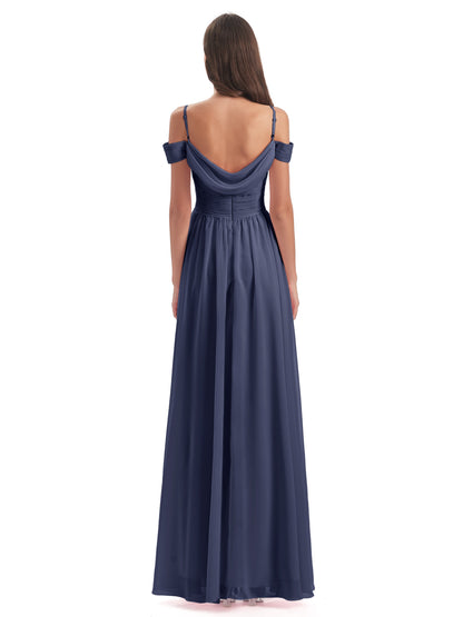 Mia A-line Off The Shoulder Long Bridesmaid Dresses