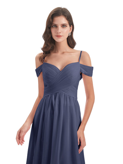 Mia A-line Off The Shoulder Long Bridesmaid Dresses