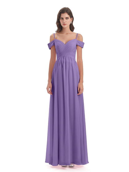 Mia A-line Off The Shoulder Long Bridesmaid Dresses