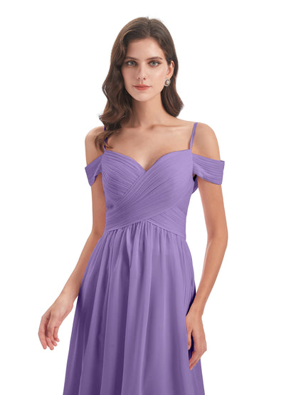 Mia A-line Off The Shoulder Long Bridesmaid Dresses