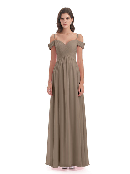 Mia A-line Off The Shoulder Long Bridesmaid Dresses