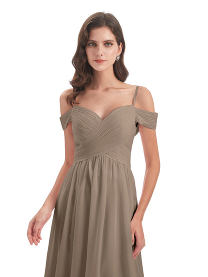 Mia A-line Off The Shoulder Long Bridesmaid Dresses