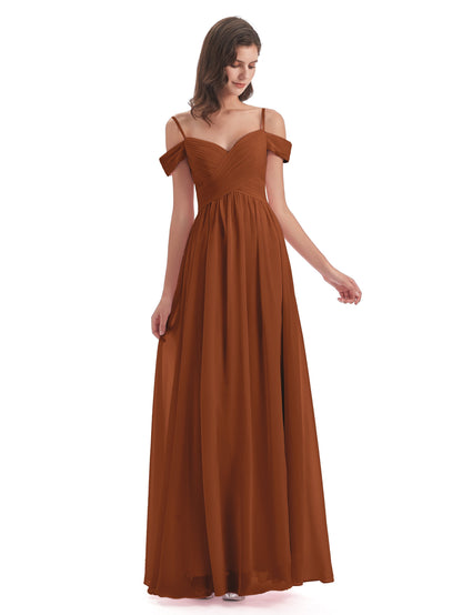 Mia A-line Off The Shoulder Long Bridesmaid Dresses