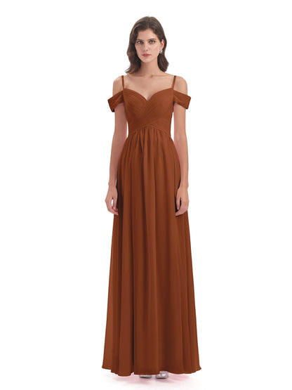 Mia A-line Off The Shoulder Long Bridesmaid Dresses
