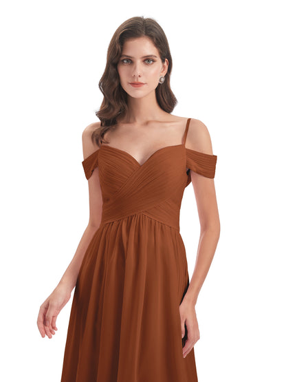 Mia A-line Off The Shoulder Long Bridesmaid Dresses
