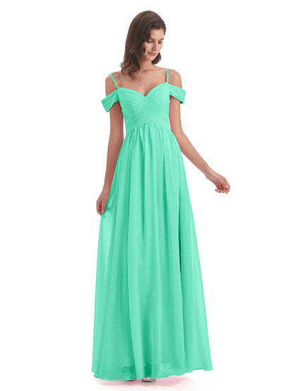 Mia A-line Off The Shoulder Long Bridesmaid Dresses