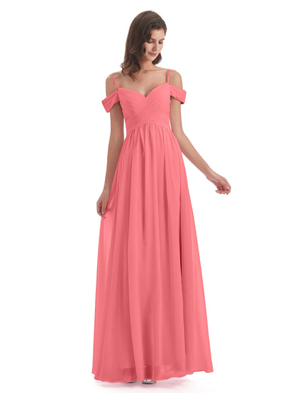 Mia A-line Off The Shoulder Long Bridesmaid Dresses