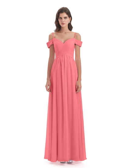 Mia A-line Off The Shoulder Long Bridesmaid Dresses