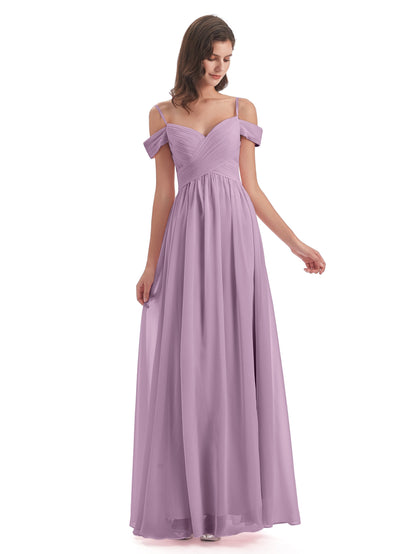 Mia A-line Off The Shoulder Long Bridesmaid Dresses