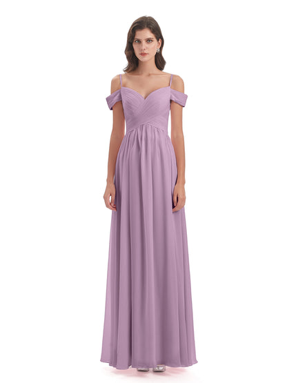 Mia A-line Off The Shoulder Long Bridesmaid Dresses