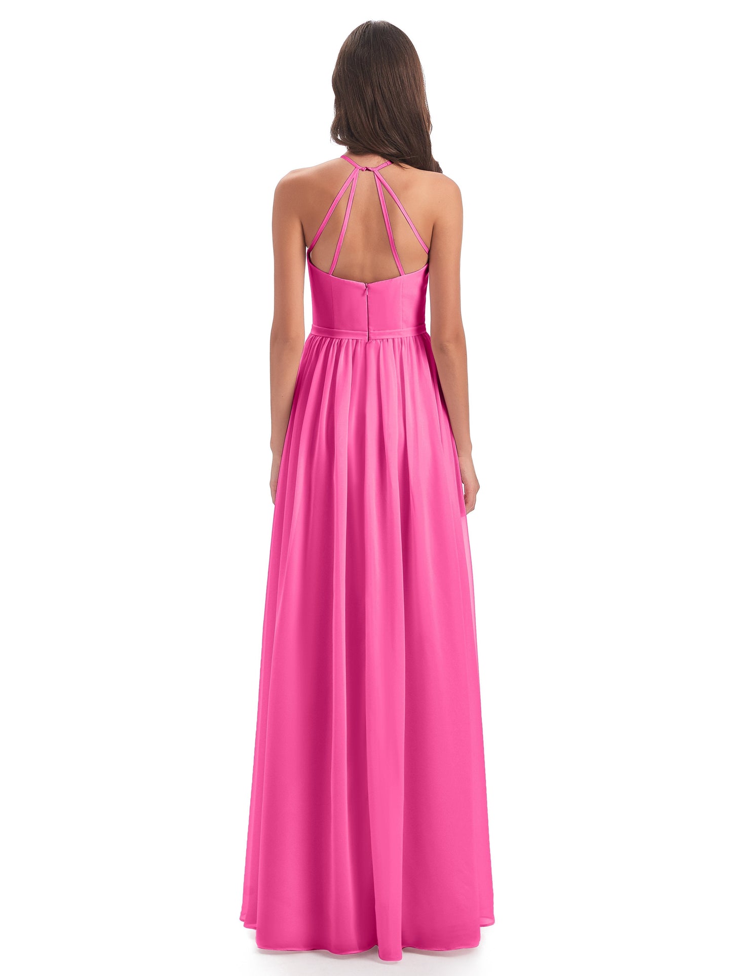 Micah Halter Open Back Chiffon Long Bridesmaid Dresses