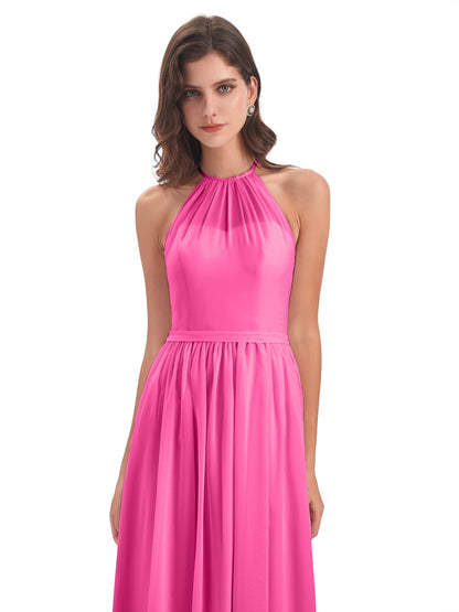 Micah Halter Open Back Chiffon Long Bridesmaid Dresses