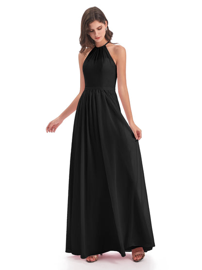 Micah Halter Open Back Chiffon Long Bridesmaid Dresses