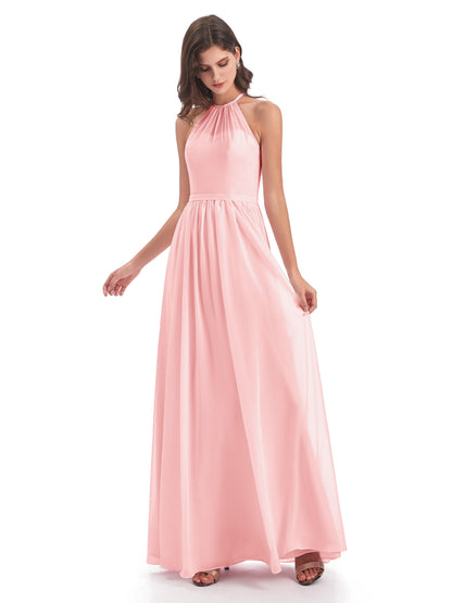 Micah Halter Open Back Chiffon Long Bridesmaid Dresses