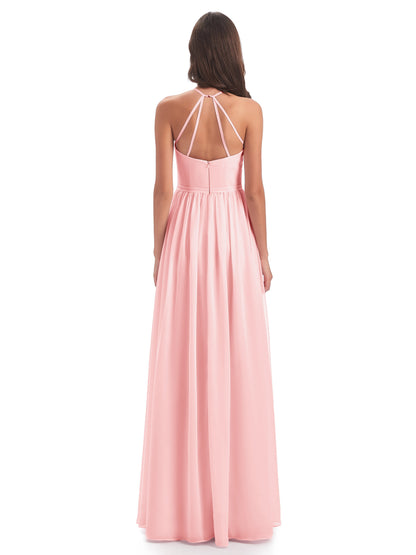 Micah Halter Open Back Chiffon Long Bridesmaid Dresses