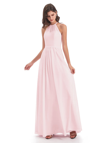 Micah Halter Open Back Chiffon Long Bridesmaid Dresses