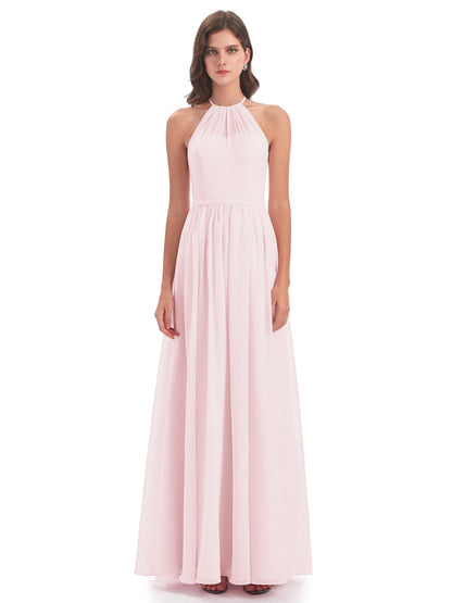 Micah Halter Open Back Chiffon Long Bridesmaid Dresses