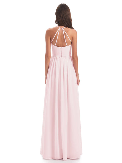 Micah Halter Open Back Chiffon Long Bridesmaid Dresses