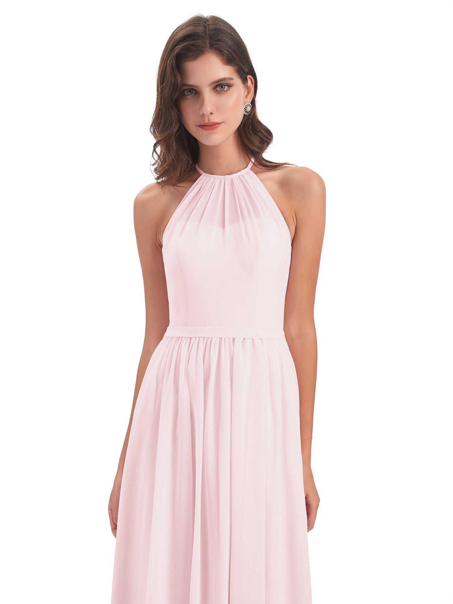 Micah Halter Open Back Chiffon Long Bridesmaid Dresses
