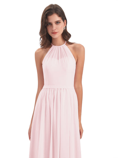 Micah Halter Open Back Chiffon Long Bridesmaid Dresses