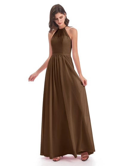 Micah Halter Open Back Chiffon Long Bridesmaid Dresses