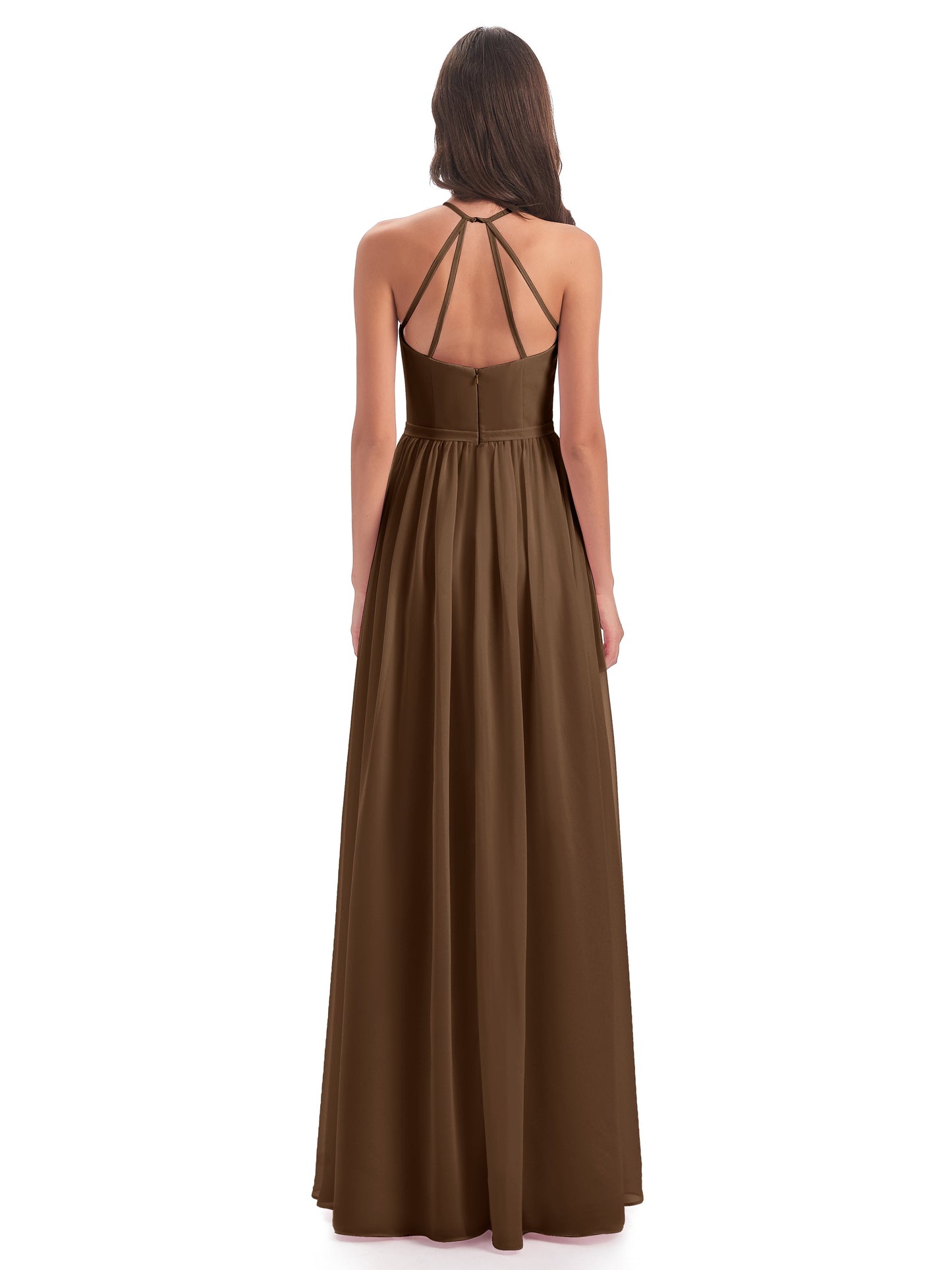Micah Halter Open Back Chiffon Long Bridesmaid Dresses
