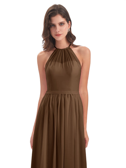 Micah Halter Open Back Chiffon Long Bridesmaid Dresses