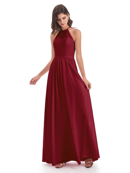 Micah Halter Open Back Chiffon Long Bridesmaid Dresses