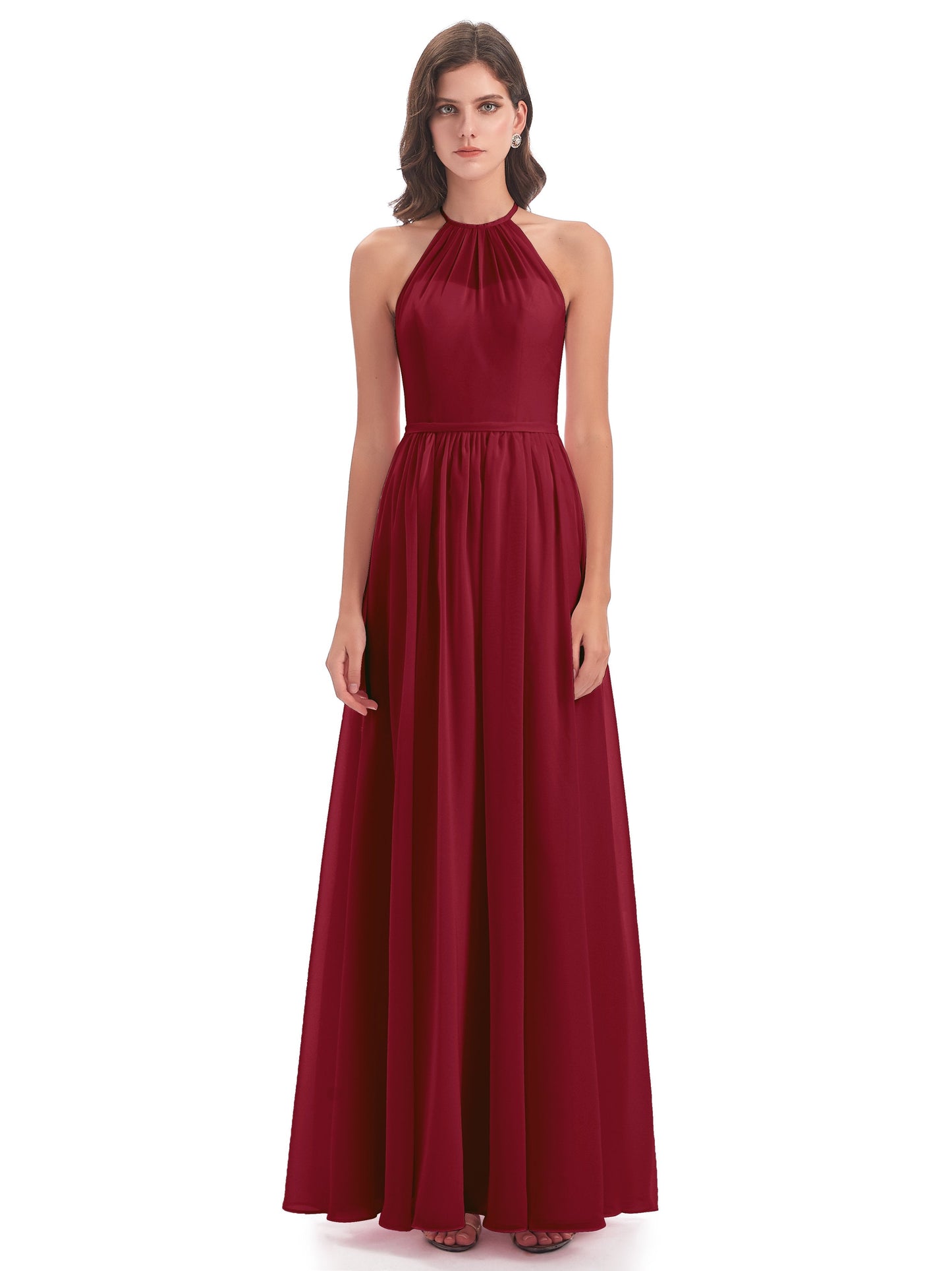 Micah Halter Open Back Chiffon Long Bridesmaid Dresses