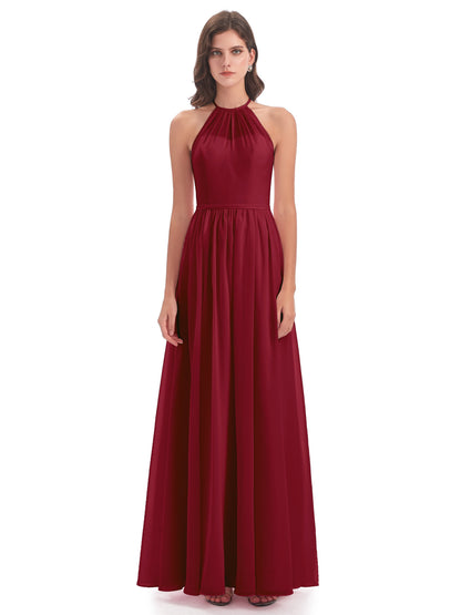 Micah Halter Open Back Chiffon Long Bridesmaid Dresses